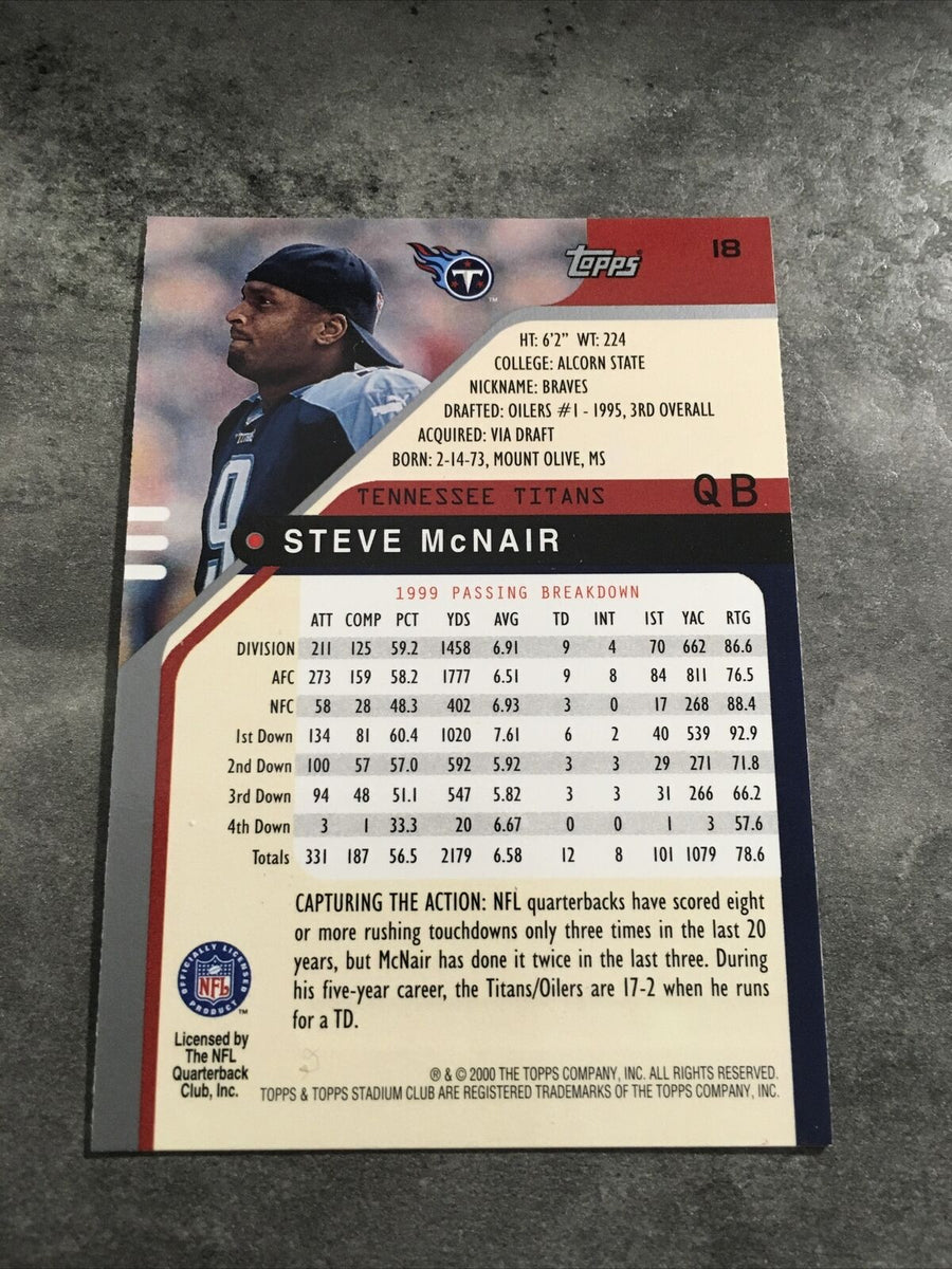 : 2000 Topps Stadium Club Steve McNair #18 NM Near Mint Tennessee  Titans : Collectibles & Fine Art