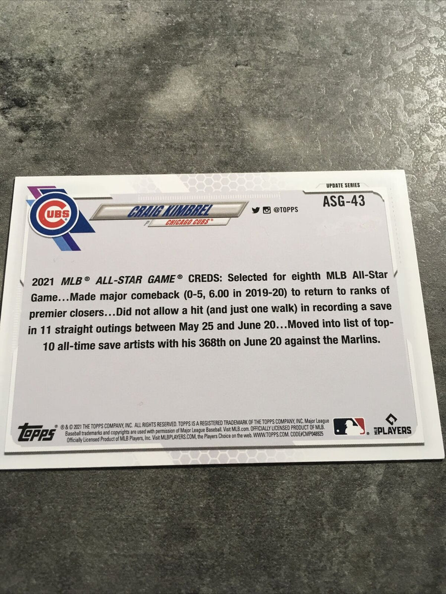 CRAIG KIMBREL 2021 TOPPS UPDATE ALL-STAR GAME #ASG-43 CHICAGO CUBS
