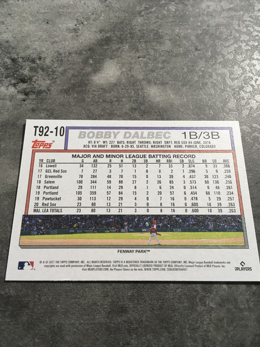 Bobby Dalbec 2021 Topps Baseball Update 1992 Redux RC #T92-10