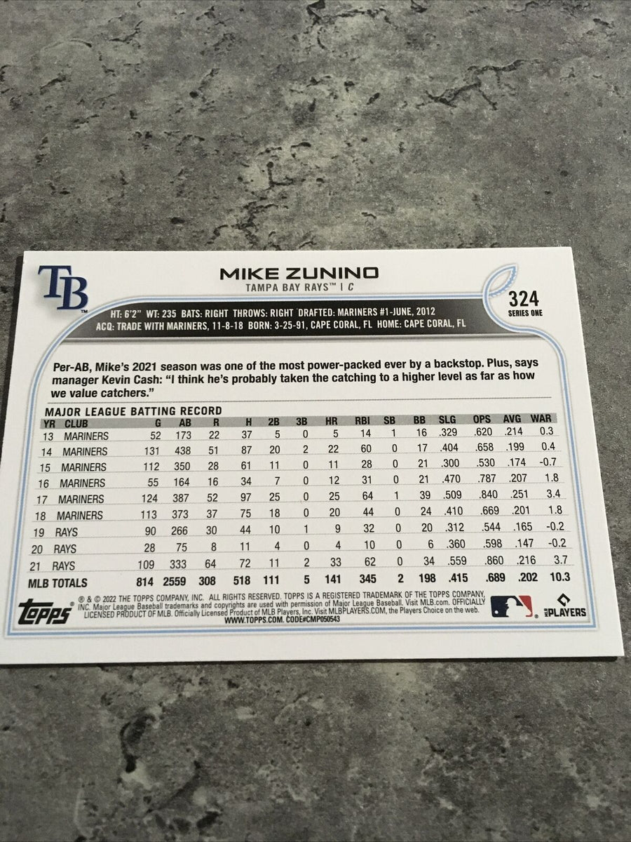 2022 Topps Baseball Card Mike Zunino Tampa Bay Rays #324