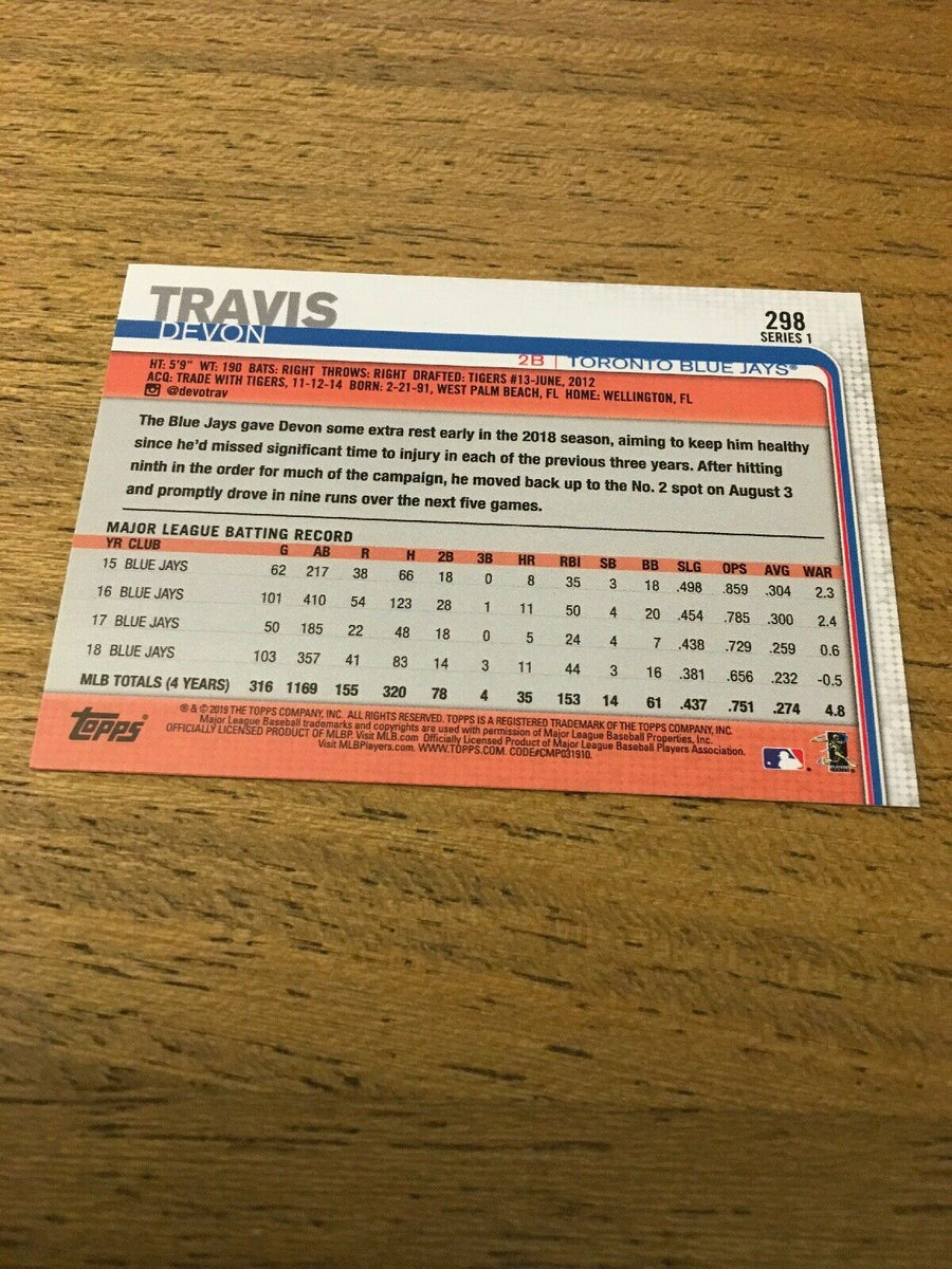  2019 Topps Baseball #298 Devon Travis Toronto Blue