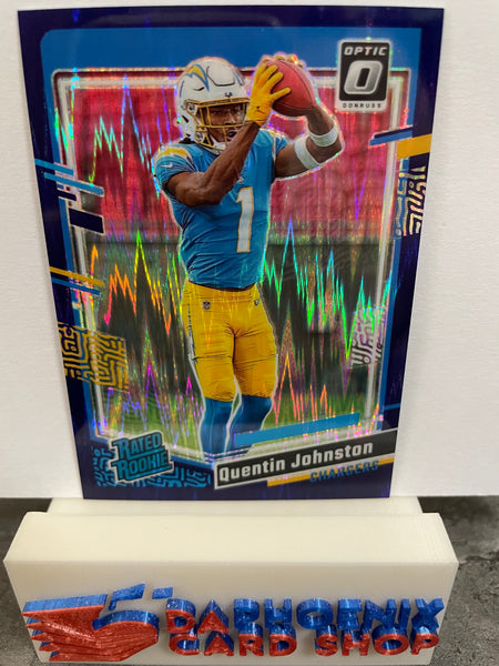 Quentin Johnston Chargers 2023 Panini Donruss Optic Purple Shock  Rookie#265