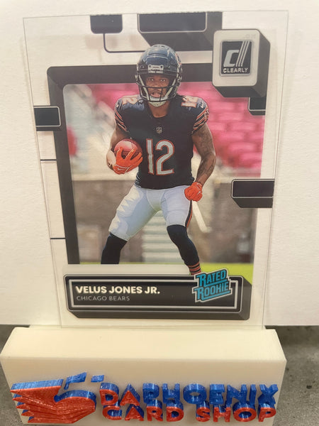 Velus Jones Jr.   Bears 2022 Panini Clearly Donruss Rookie #80