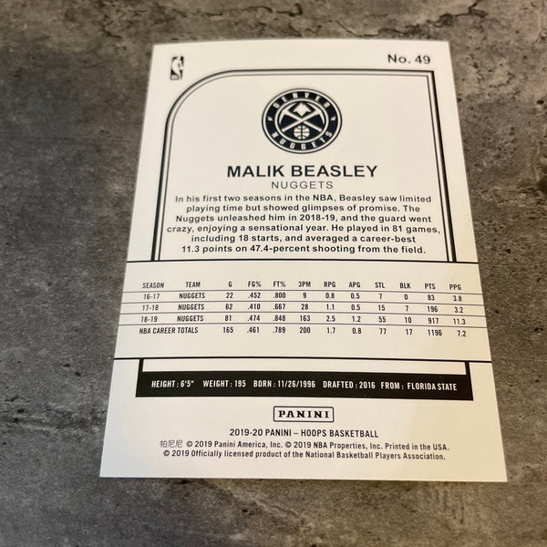Malik Beasley Nuggets 201920 Panini NBA Hoops 49 DA PHOENIX CARD SHOP