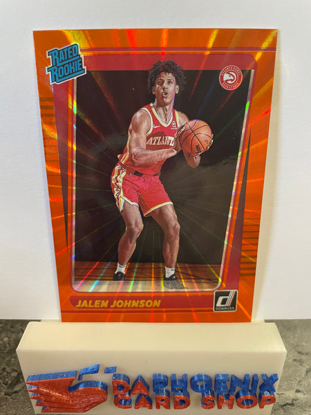 Jalen Johnson Hawks 2021-22 Panini Donruss Holo Orange Laser Rated Rookie #231