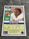 Don Warren Redskins 1990 Score #331