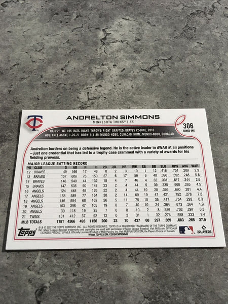  2022 Topps #306 Andrelton Simmons Minnesota Twins