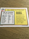 Barry Bonds Pirates 1992 Topps All Star #390