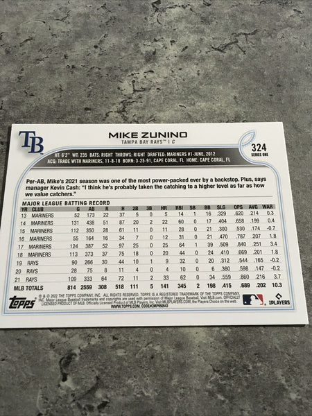  2022 TOPPS #324 MIKE ZUNINO RAYS BASEBALL MLB