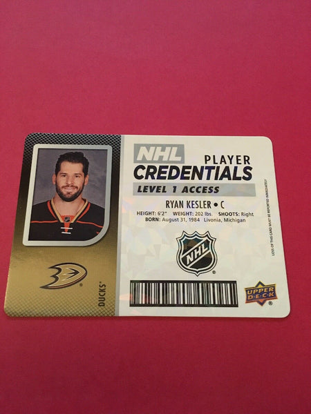 Ryan Kesler Ducks 2017-2018 Upper Deck MVP Player Credentials LV 1 #NHL-RK